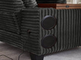 Fluffy Corduroy Storage Armrest Sofa,Single Versatile Seat with Ottoman,Cup Holder,Bluetooth W3705P476390