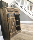 Classic American Country Style Single Barn Door With 2 Drawers Vintage Wooden Cabinets 77319807