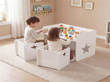 Kids Table and 2 Chairs Set with Chalkboard, Multi-Purpose Toddler Activity Table for Drawing, 77131922