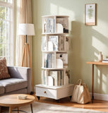 Rotating Bookshelf with Drawer, 360 Display 5 Tier Corner Bookshelf for Small Space, Floor Standing W2641P329210