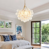 20-Inch Gold Pendant Light Chandelier with Threaded Clear Glass Globe Shade Adjustable Height, W1340P251915
