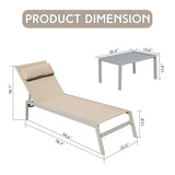 Patio Chaise Lounge Set of 3, Aluminum Pool Lounge Chairs with Side Table, Outdoor Adjustable W1859P172239