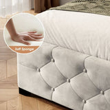 Queen Size Upholstered Platform Storage Bed Frame with 4 Drawers and LED Light,No Box Spring Needed W2889P205106