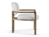 Dining Chairs Set of 2 Upholstered Arm Chairs, Rubber Wood Accent Chairs White Fabric Seating, 300 N779P233060W