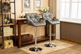 ZNTS Glasgow Contemporary Tufted Adjustable Height Hidraulic Bar Stools, Set of 2, Grey T2574P164866