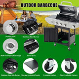 Propane Grill 3 Burner Barbecue Grill Stainless Steel Gas Grill with Side Burner, 37,000 BTU Outdoor W3212P279747