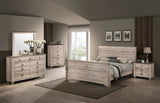 Imerland Contemporary White Wash Finish Bedroom Set with Queen Sleigh Bed, Dresser, Mirror, T2574P201970