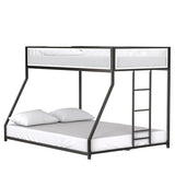 ZNTS Adam Twin Full Bunk Bed Metal Black with White Mesh Guard Rail for Kids and Adult, Low Profile and B083P170085