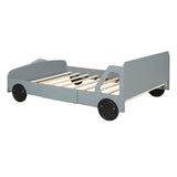 Full Size Car-Shaped Platform Bed with Wheels,Gray WF311753AAE