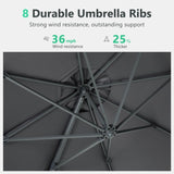 10 FT Cantilever Patio Umbrella 360&deg Rotation & Tilt Adjustment, Square Outdoor Offset Umbrella B082P195467