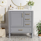 30" Bathroom Vanity with Ceramic Sink, Soft-Close Door with Built-in Shelf, Deep Standard N729P184479E