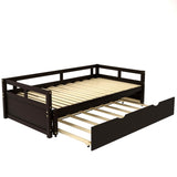 Extending Daybed with Trundle, Wooden Daybed with Trundle, Espresso WF194887AAP