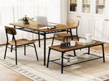 BrownBlack 4-Piece Dining Table Set with Bench & 2 Chairs, Space-Saving Tuck-under Design 57094124