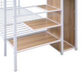 Twin Over Twin Metal Bunk Bed with Lateral Storage Ladder and Wardrobe, White MF315578AAK
