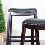 24" Counter Stool, Espresso Finish, Black Leather Seat B04660611