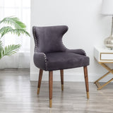 ZNTS Lindale Contemporary Velvet Upholstered Nailhead Trim Accent Chair, Gray T2574P164505