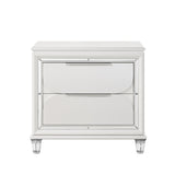 Glamorous Pearl White Finish Nightstand with Drawers Storage Durable Acrylic Legs Wooden Modern B2741P324365