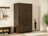 Walnut 72" 4-Door Kitchen Pantry with Drawer 3 Shelves Storage Cabinet for Kitchen Organization 59762561