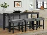 59 Inch Bar, Dining, Sofa with Power Outlet, 3 Upholstered Stools, 4 Piece Bar 64149332