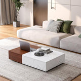 ZNTS Modern style walnut coffee table with two storage spaces W1320P193293