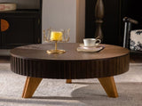 31.5" Retro Round Coffee Table with Storage Space, Suitable for Living Room and Office, Brown W757P370297