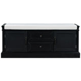 ZNTS Storage Bench with 2 Drawers and 2 Cabinets, Shoe Bench with Removable Cushion for Living Room, 52471490