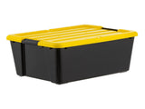 45 Qt Black Plastic Stackable Storage Bin with Lid Tote, Plastic Storage Container with Lid, 4-Pack 66802265