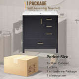 30" Black Bathroom Vanity with Sink Combination Set, Bathroom Storage Cabinet with Soft Close Door, N729P177787B