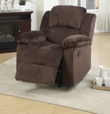 ZNTS Motion Recliner Chair 1pc Rocker Recliner Couch Living Room Furniture Chocolate Padded Suede Metal B011P163887