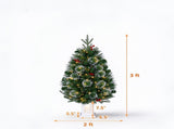 3FT Frosted Artificial Christmas Tree in Cement Pot, Pre-Lit Warm White LED Lights 8 Lighting Modes, 28016160