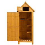 ZNTS 30.3"L X 21.3"W X 70.5"H Outdoor Storage Cabinet Tool Shed Wooden Garden Shed Natural W142267667