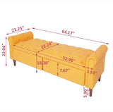 Orange, Multifunctional Storage Sofa Stool with Pu Leather Armrests 38764058