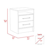 Eter Nightstand , End Table, Side Table Superior Top, Two Drawers -Smokey Oak / White B07092016