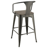 Dark Elm and Matte Black Bar Height Stool B062P153516
