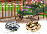 Garden Plant Planter Wooden Wagon Planter W/ Wheel Garden Yard Green 68787629