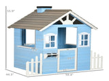 Wooden Outdoor Playhouse for Kids, with Flower Pot Holders, Door, Windows & Service Window for Ages 08532742