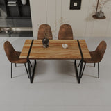 59" MDF natural wood table and modern chair set of 4 pieces, medieval wooden kitchen 48600854