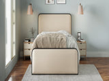 Modern Metal Bed Frame with Curved Upholstered Headboard and Footboard Bed with Under Bed Storage, N701P229015B