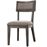 ZNTS Rustic Grey Solid wood 2pc Dining Chairs Fabric Upholstered Seat Back Curved Dining Room Furniture B011107813