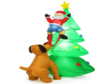 79" Inflatable Christmas Tree - Santa & Puppy Design, Built-in LEDs, Waterproof Polyester, Quick 17436753