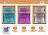 Hidden Cat Litter Box Enclosure with RGB LED Light & Power Outlet Station, MultiPurpose Cat House 53358132