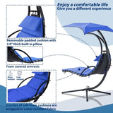 ZNTS Hanging Chaise Lounger with Removable Canopy, Outdoor Swing Chair with Built-in Pillow, Hanging W2505P151712