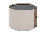 MDF ITALIAN RETRO DOUBLE STORAGE ROUND SIDE TABLE, GRAY BROWN COLOR N770P281244G