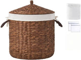 Round Laundry Hamper with Lid, Woven Natural Water Hyacinth Laundry Hamper 38419457