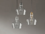 Bell Shaped Hanging Glass Pendant Light Gold/Clear Dia.9" B03597663