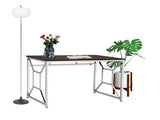 Martha Office Workspace Desk MDF/Chrome In Brown B091P183630