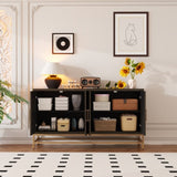 TREXM Retro Style Sideboard with Adjustable Shelves, Rectangular Metal Handles and Legs for Kitchen, N715P232695P