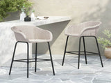Ladd Outdoor Metal Wicker Barstool, Light Gray Faux Wicker, Set of 2 N775P277558G