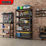 5 Tier Storage Rack, Adjustable Height Shelving, Warehouse Supermarket Basement Storage, Black W1831P271222