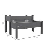 Gray 2-Tier Elevated Wooden Planter Box Raised Garden Bed with Legs for Outdoor Plants 64063621